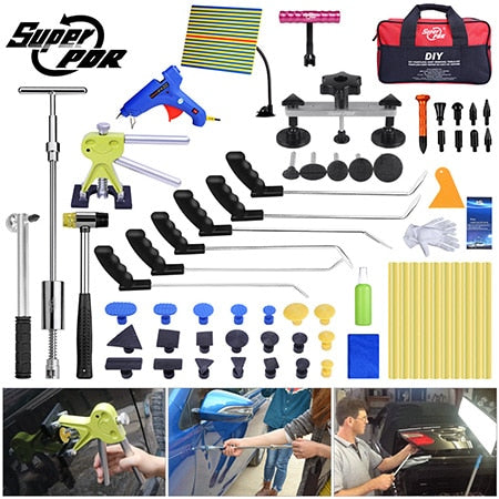 Super PDR Tools Mini Crowbars Pry Bat Sets Dent Puller Suction Cups Hot Adhesive Glue Sticks Glue Gun Dent Pulling Bridge Hammer