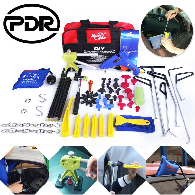 PDR Tool kit Paintless Dent Repair Tool Set Car Dent Removal Repair Stainless Steel Push Rods Crowbar Kit Car Body Repair Tools