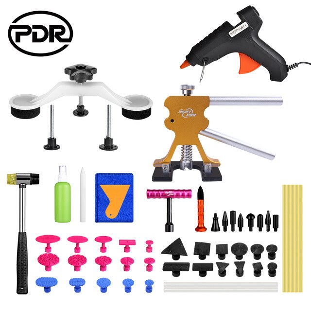 Super Pdr Glue Gun T-Bars Dent Lifter Glue Sticks Glue Tabs Hammer Paintless Car Dent Repair Tools Removing Dent