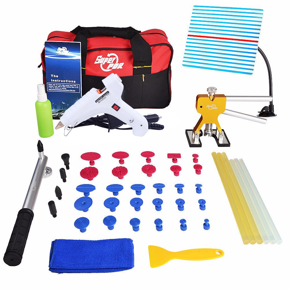 PDR Tools Paintless Dent Repair Set Car Dent Removal Hand Tools PDR Reflector Board Dent Lifter Hot Melt Glue Sticks Kit