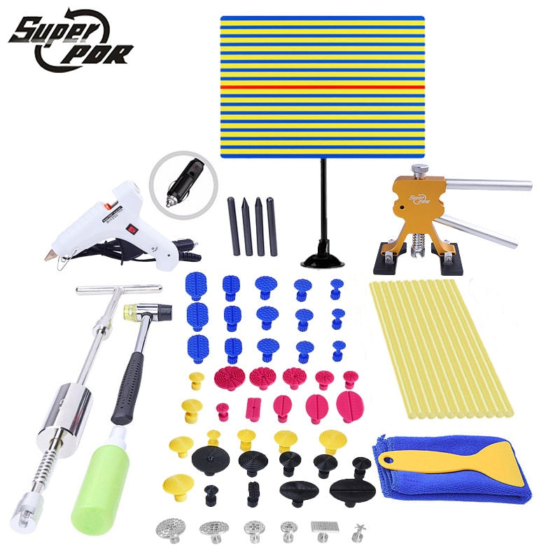 PDR Tools ferramentas Paintless Dent Repair Tools Dent Removal Tools Dent Puller LED Lamp Reflector Board Hand Tool Set PDR Kit