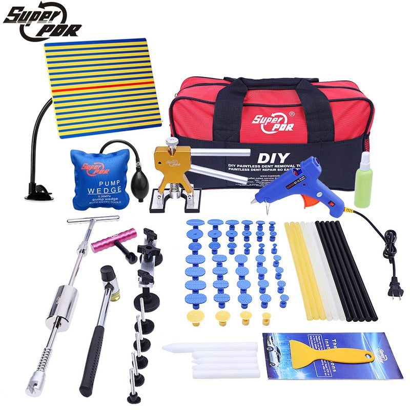 PDR Tools Kit Paintless Dent Repair Tool Set for Car body dent removal tools set Glue Puller Glue Gun hand Tools Bag tabs